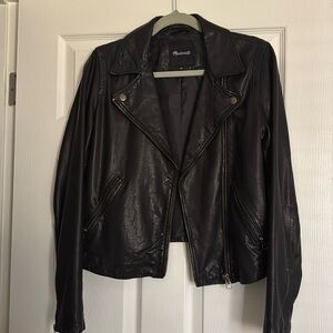 Madewell Washed Leather Motorcycle Jacket: Brass Hardware Edition